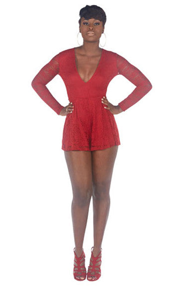 Red Lace Romper - Klass 6 Online by Erica Dixon - Klass6 Online - "The Look. The Style." Red Lace Romper - Klass 6 Online by Erica Dixon - Klass6 Online - "The Look. The Style."